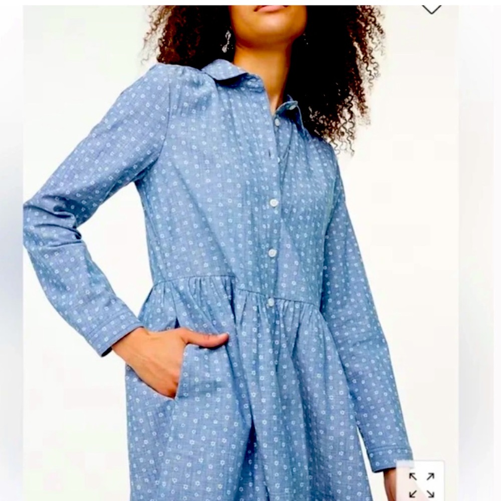 JCrew Chambray Dot Shirt Dress w/pockets Sz 6